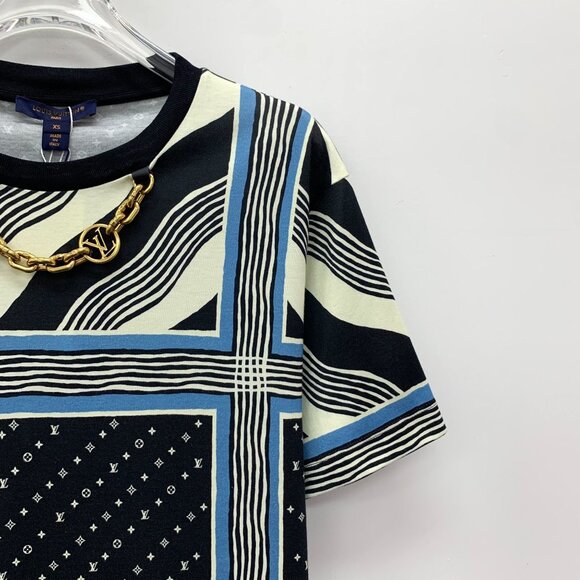 Louis Vuitton Multicolored Logo Striped Cotton Round-Neck Short-Sleeve T-Shirt X - Picture 7 of 8